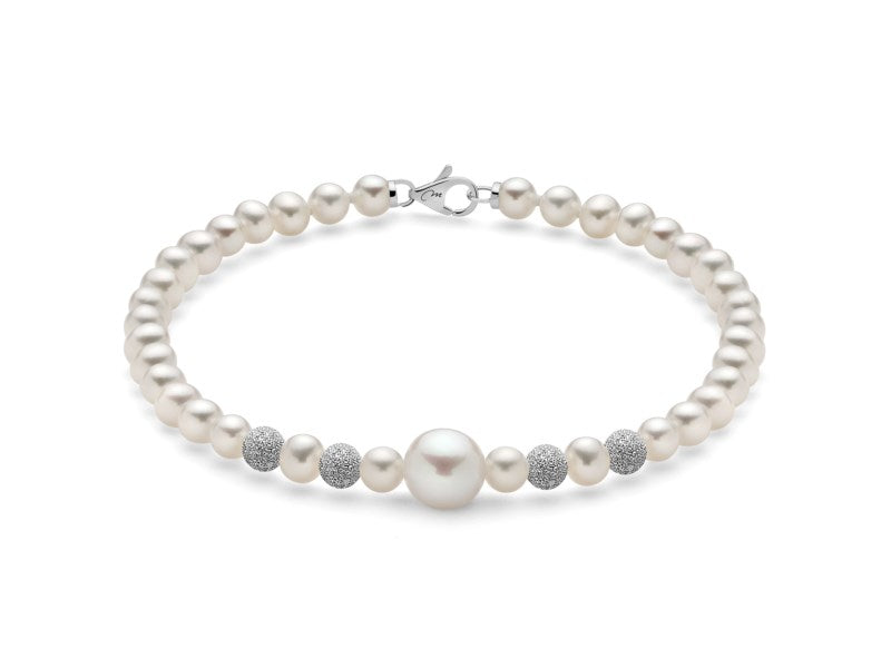 Bracciale Miluna perle e sfere in oro bianco