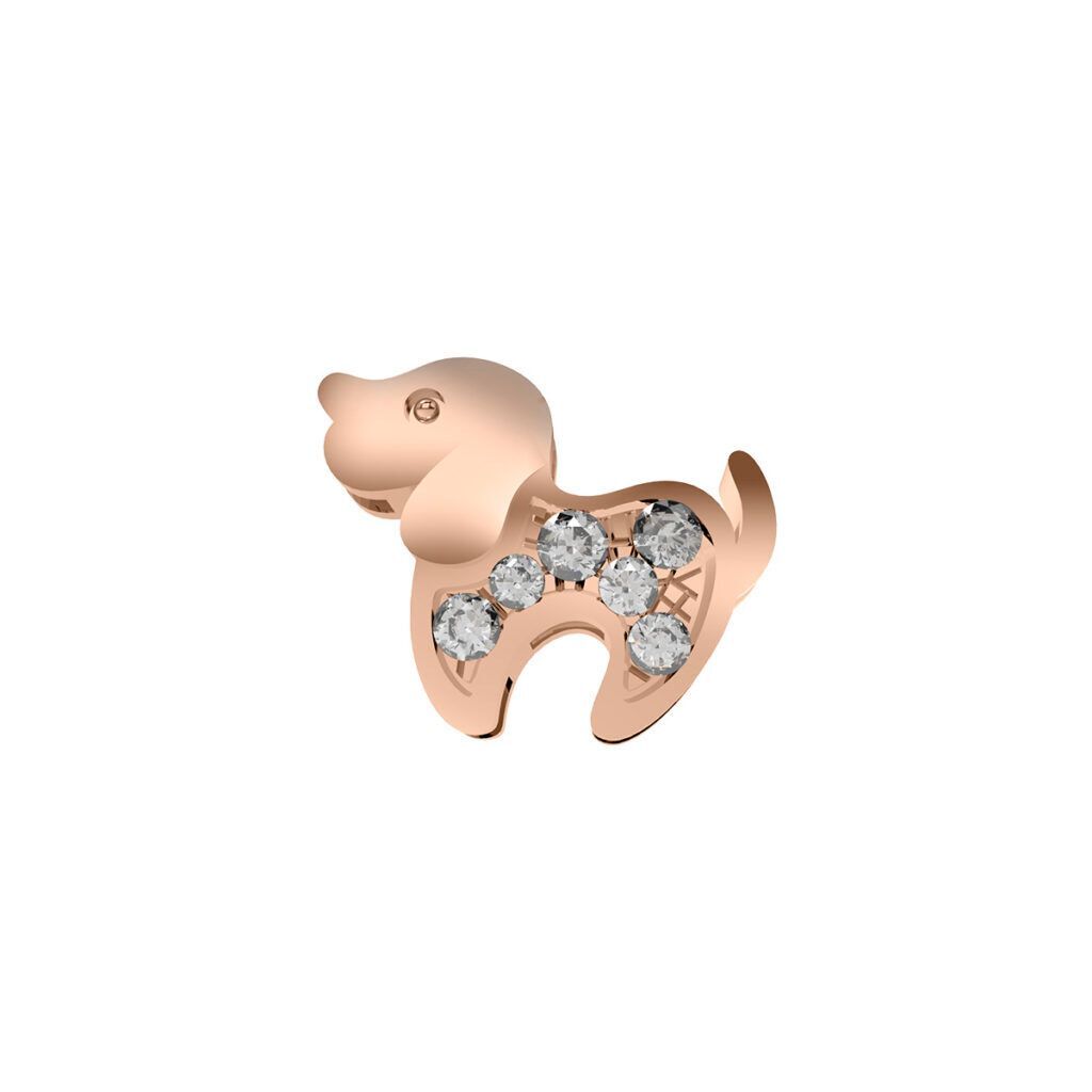 Elemento Elements cagnolino oro rosa e diamanti