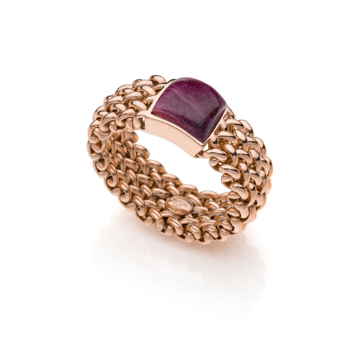 Anello Unoaerre in argento dorato rosa con radice di rubino Chicco