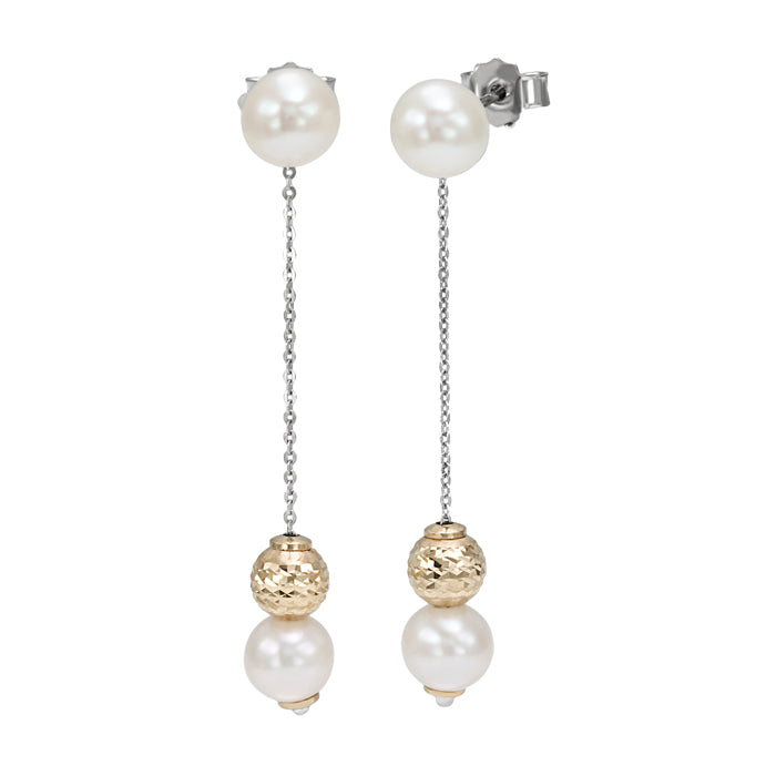 Orecchini Bliss in oro bianco e giallo e perle