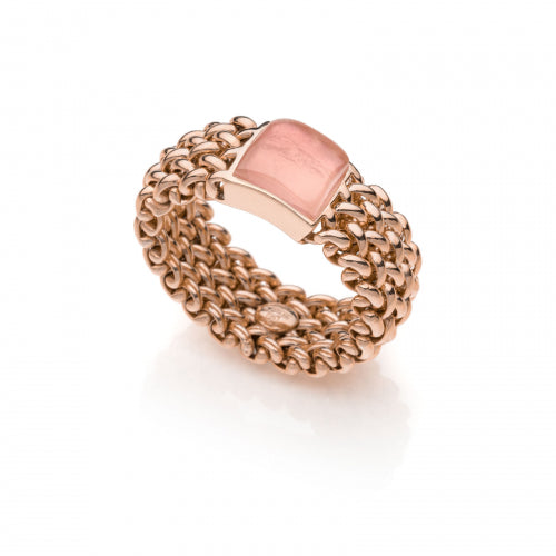 Anello Unoaerre in argento rosato con quarzo rosa