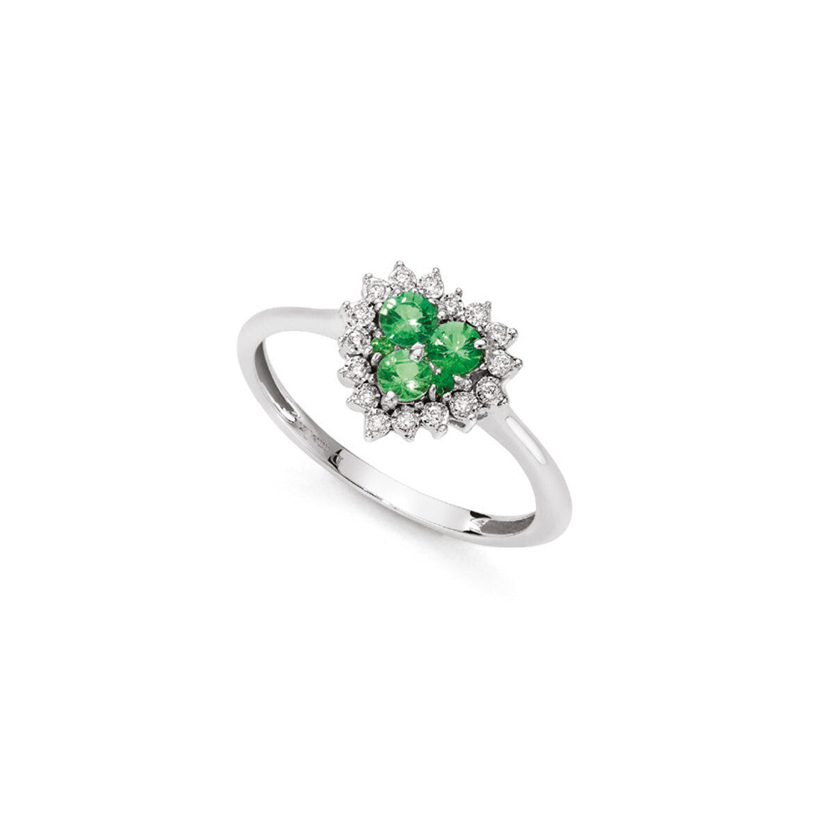 Anello Luce DonnaOro cuore smeraldi e brillanti
