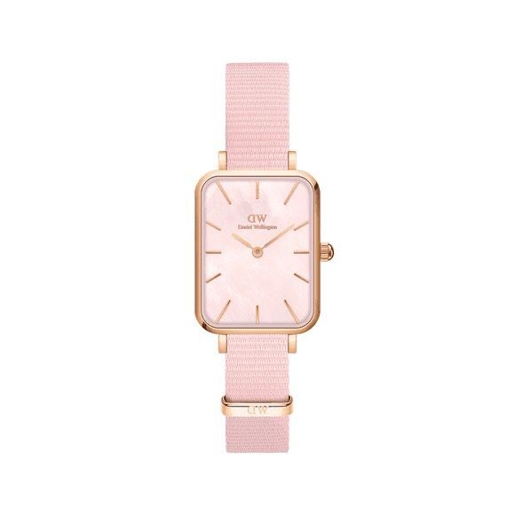 Orologio Daniel Wellington rosa cinturino stoffa rosa rettangolare