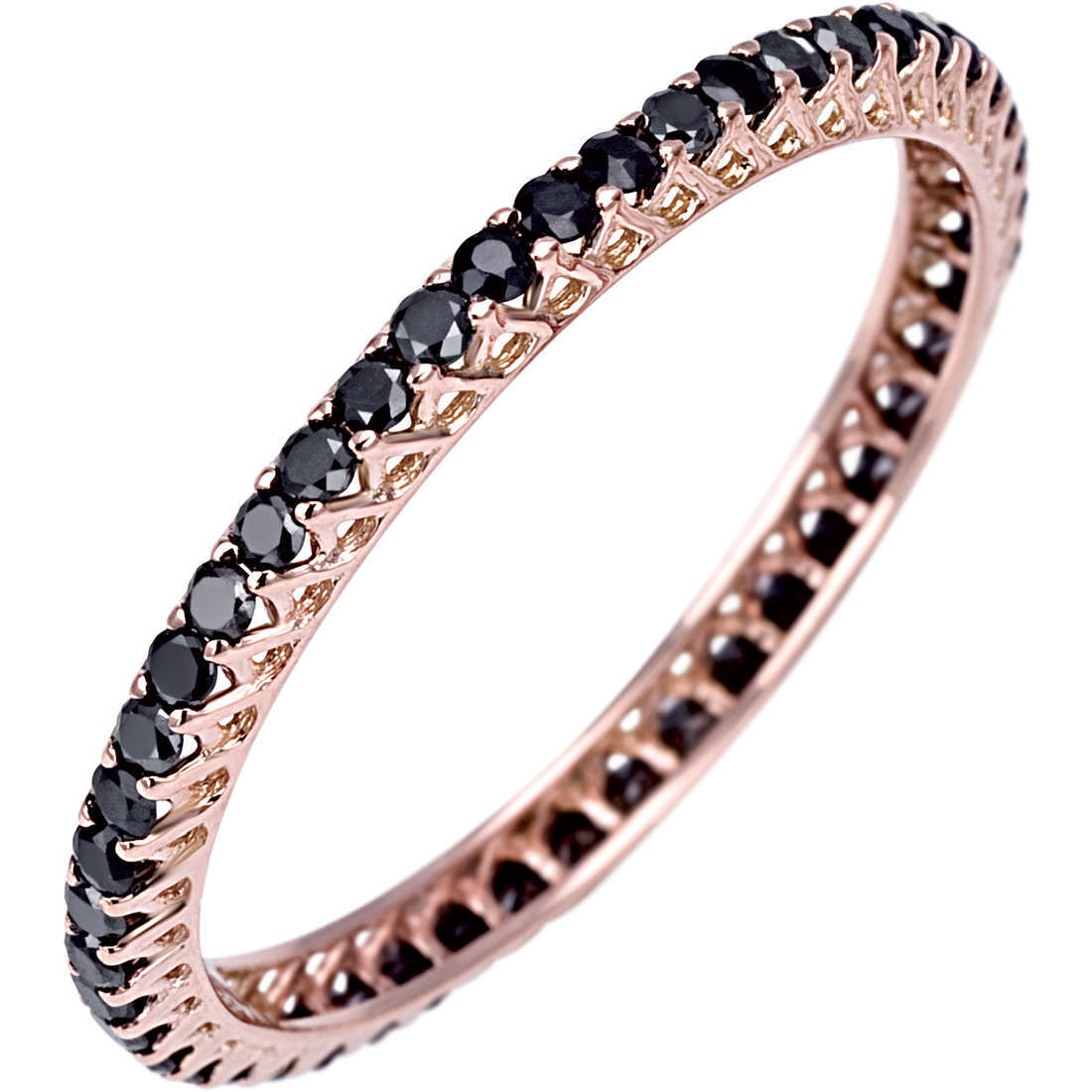 Anello Bliss veretta oro rosa e zaffiri neri