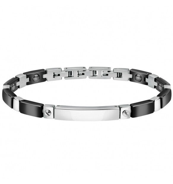Bracciale Sector targhetta e ceramica nera