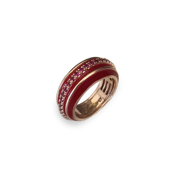 Anello a fascia Labrioro smalto rosso