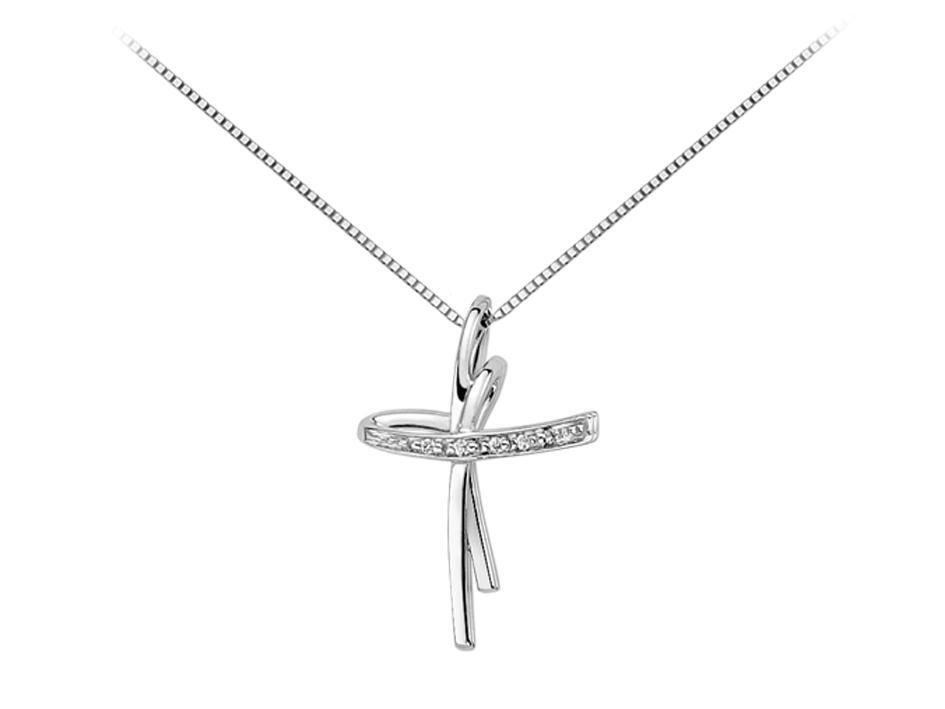 Collana Croce DonnaOro oro bianco e diamanti nodo