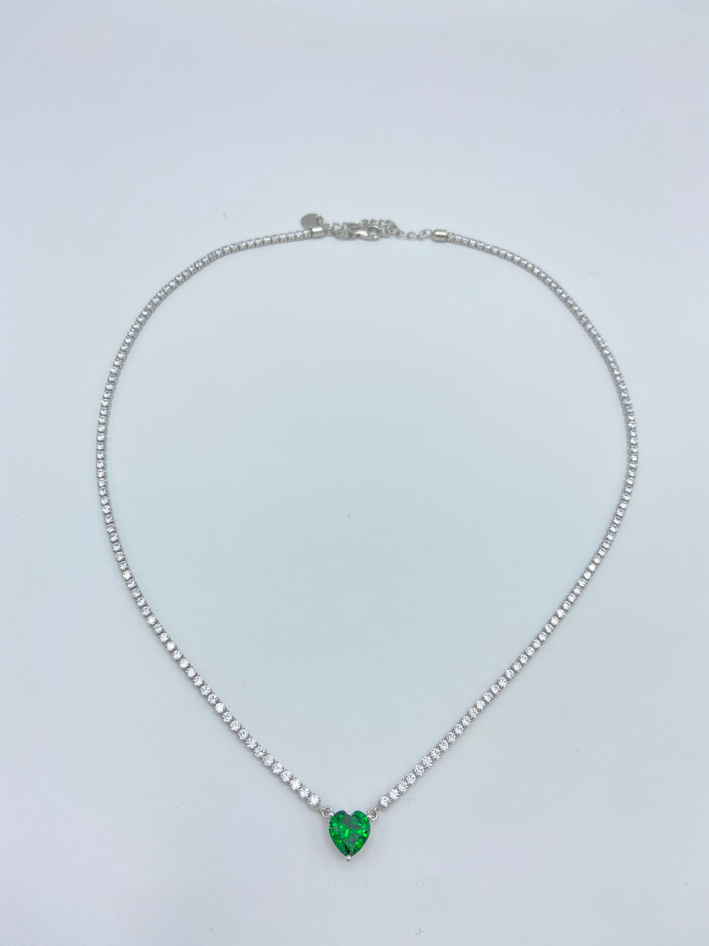 Collana Tennis cuore verde