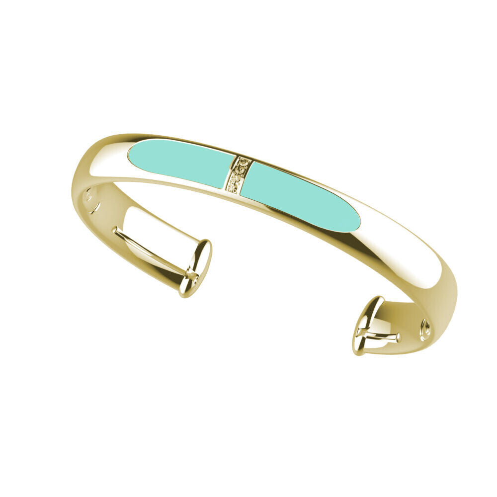 Bracciale Mewo rigido dorato e smalto verde acqua