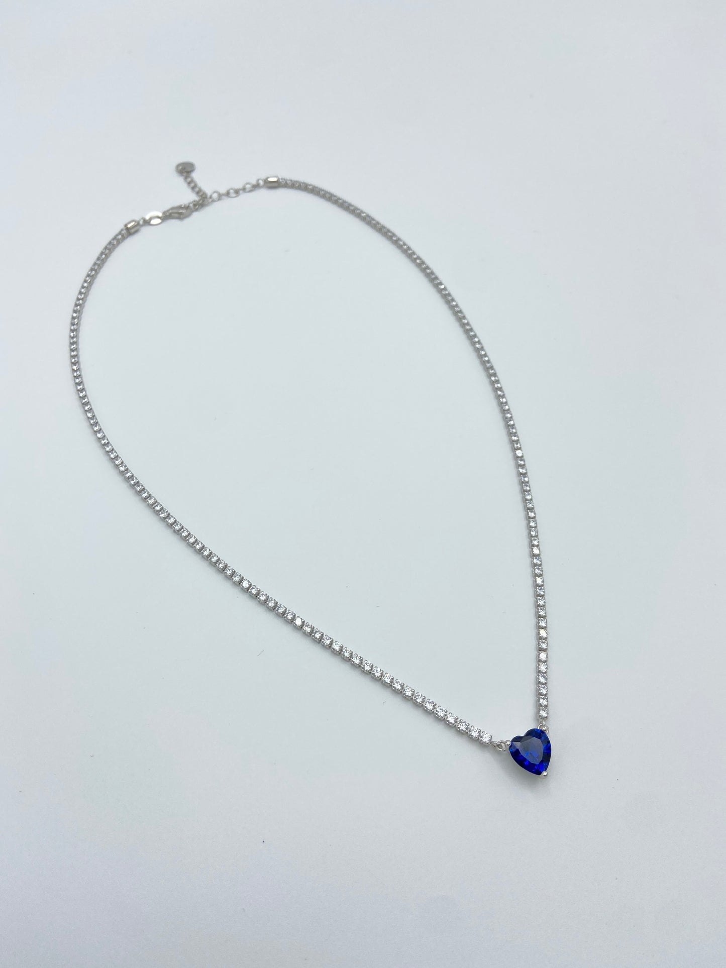 Collana Tennis cuore blu