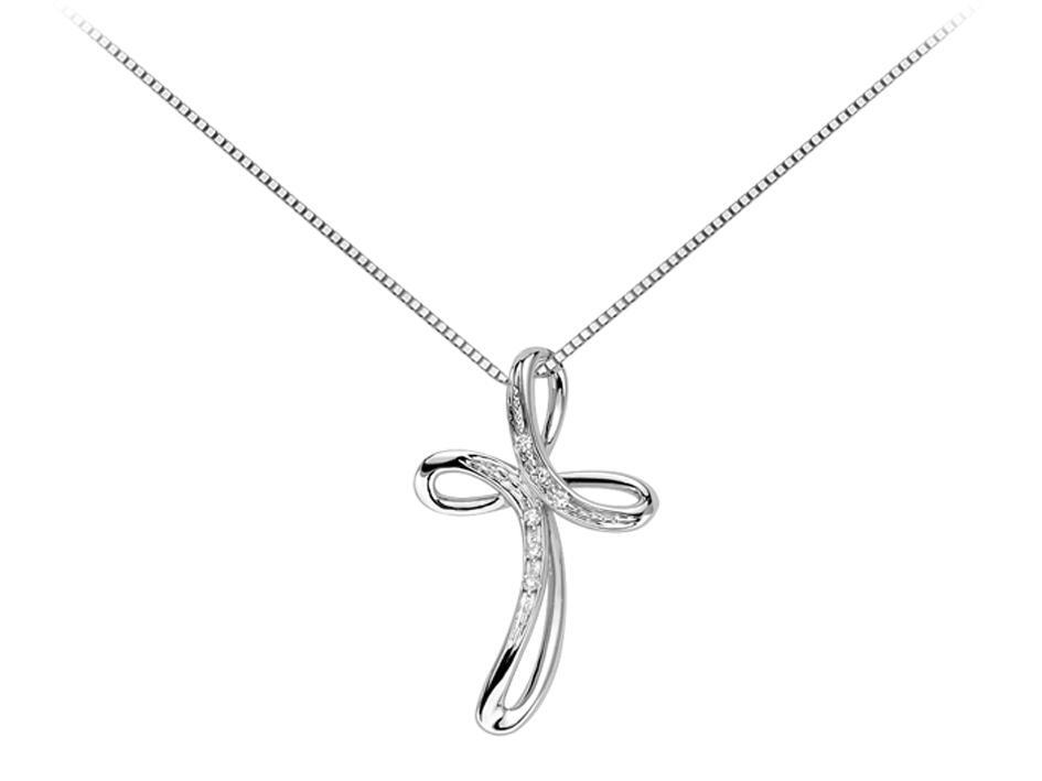 Collana Croce DonnaOro oro bianco e diamanti