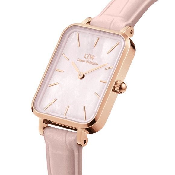 Orologio Daniel Wellington rettangolare rosa cinturino pelle rosa
