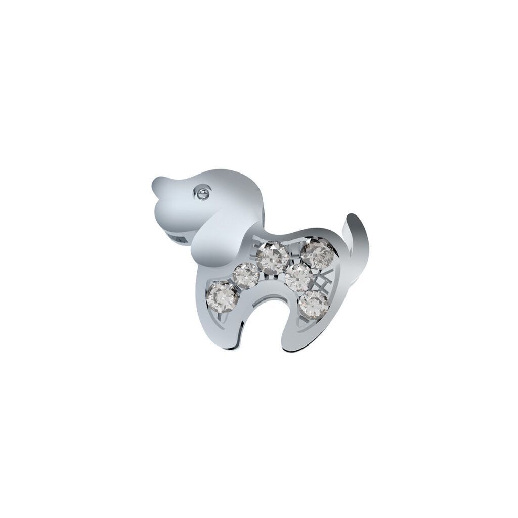 Elemento Elements cagnolino oro bianco e diamanti