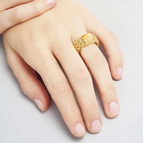 Anello Unoaerre con quarzo giallo