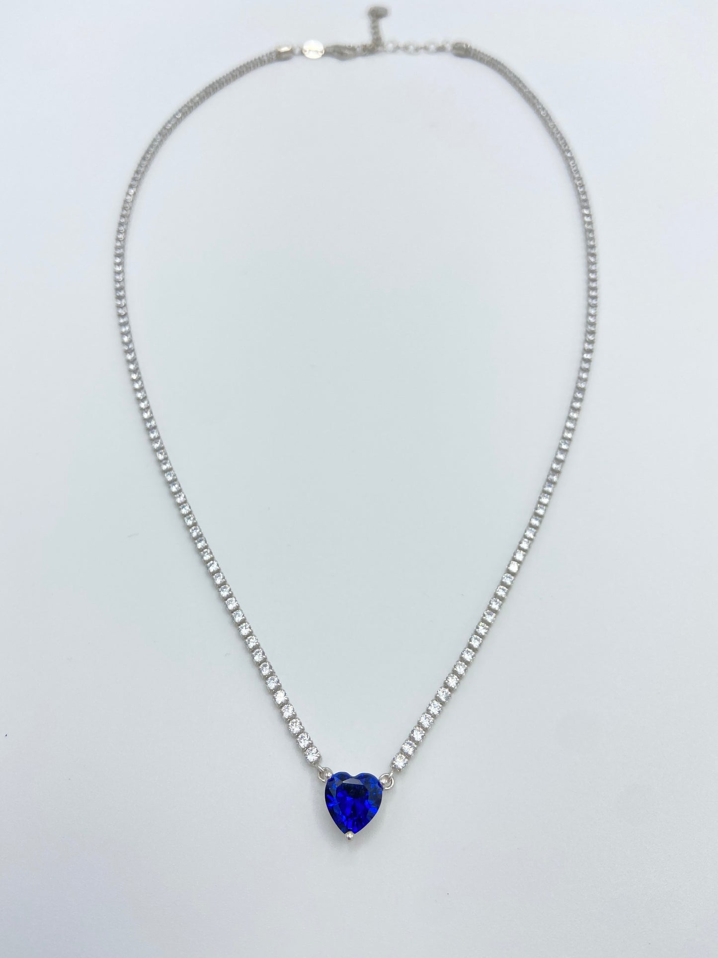 Collana Tennis cuore blu