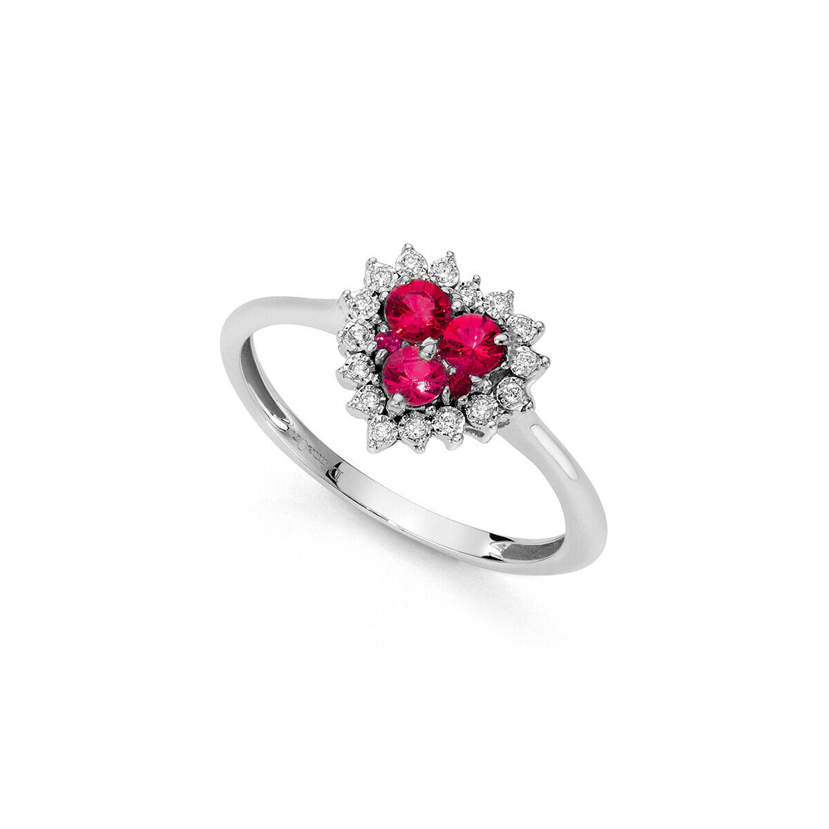 Anello Luce DonnaOro cuore rubini e brillanti