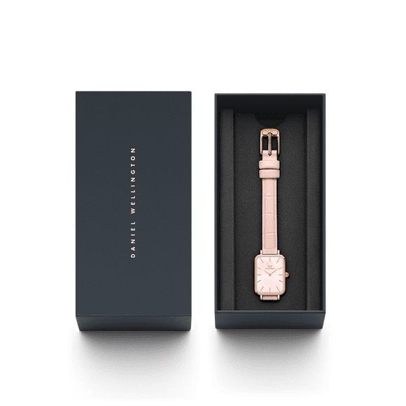 Orologio Daniel Wellington rettangolare rosa cinturino pelle rosa