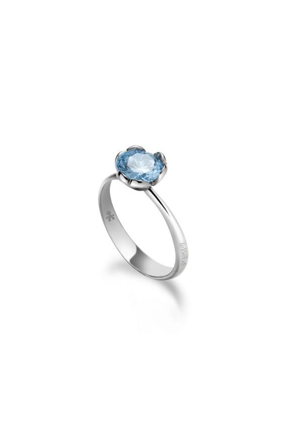 Anello LeBebè in oro bianco e topazio azzurro