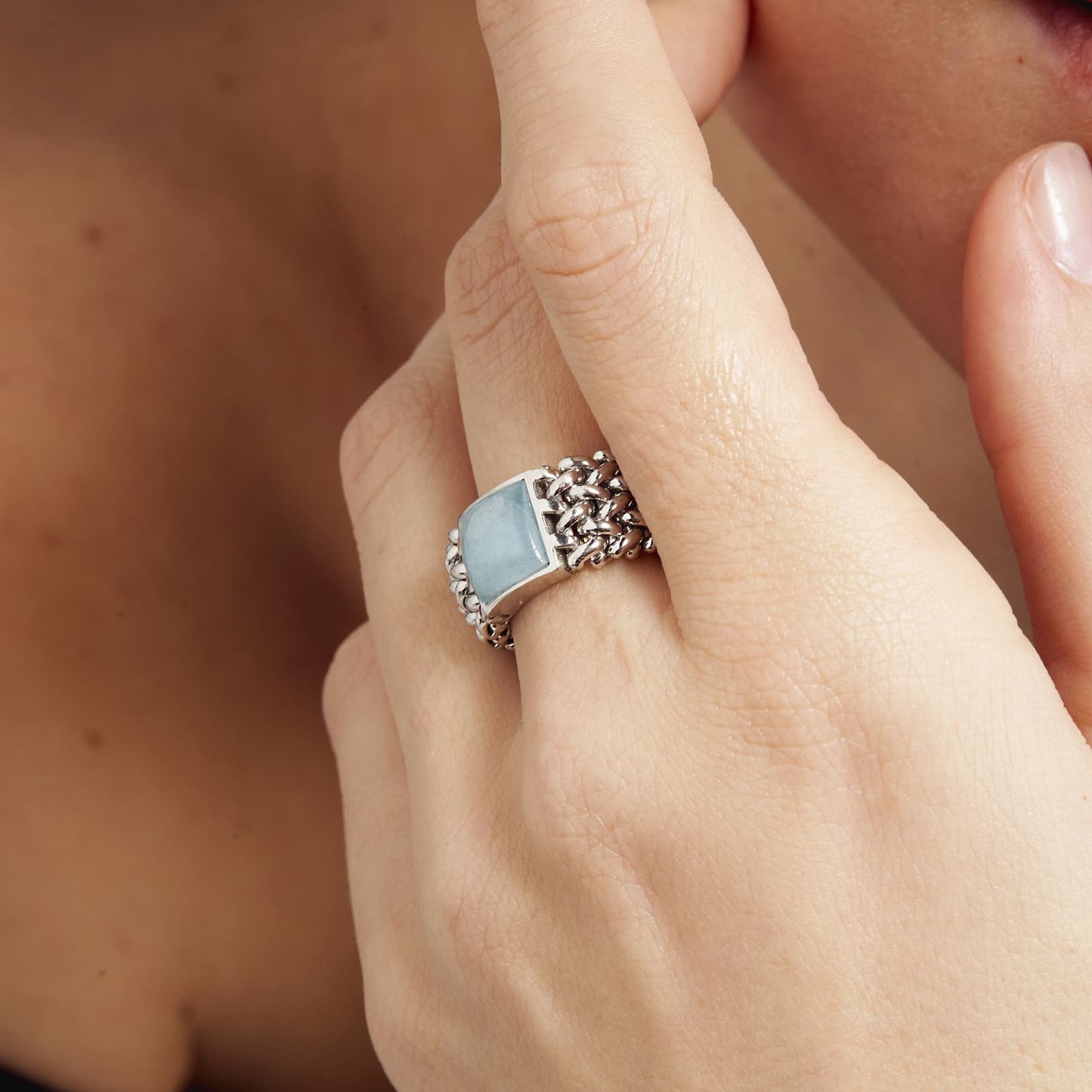 Anello Unoaerre argento con Acquamarina