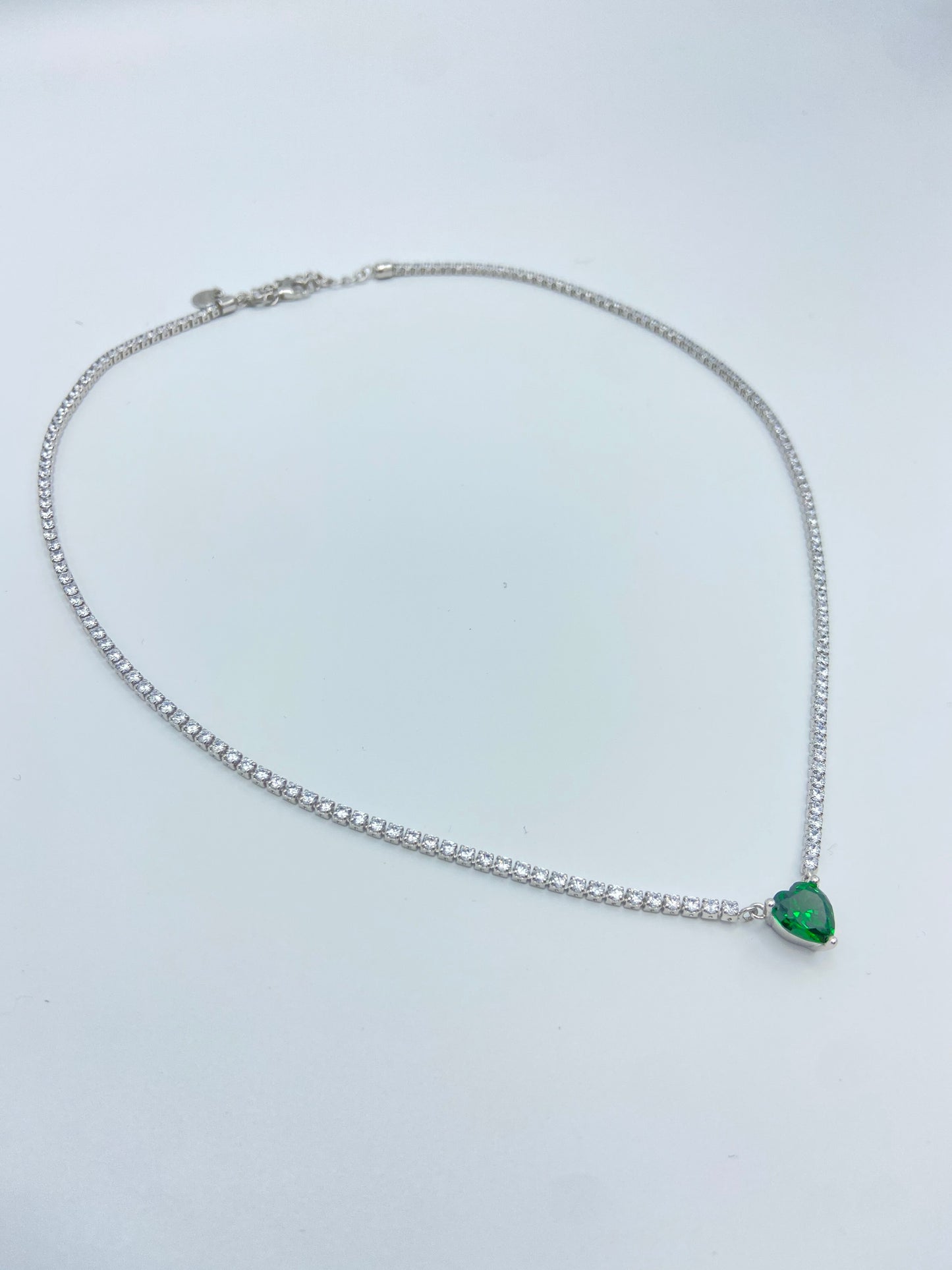 Collana Tennis cuore verde
