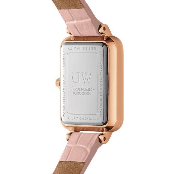 Orologio Daniel Wellington rettangolare rosa cinturino pelle rosa