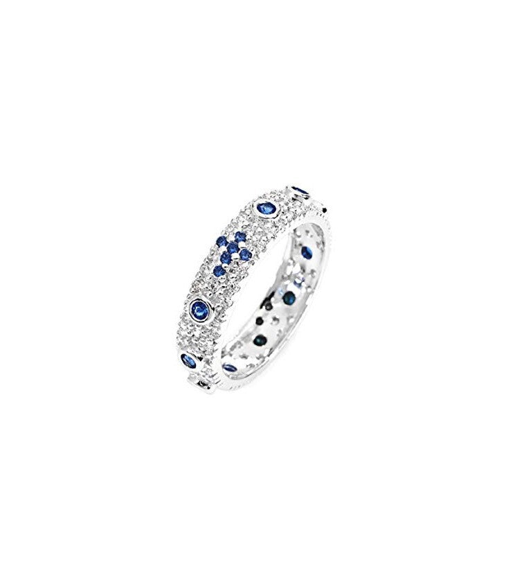 Anello rosario argento pietre bianche e blu