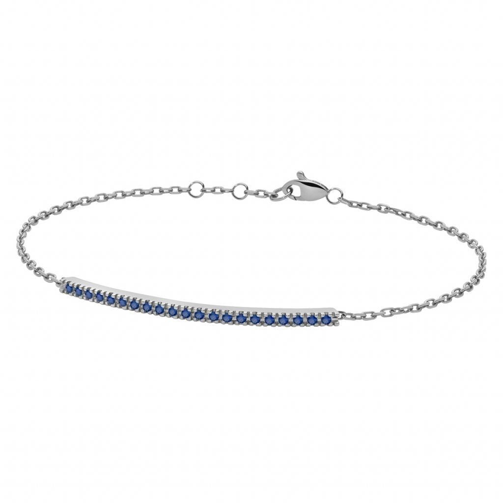 Bracciale mezzo tennis in oro bianco e zaffiri