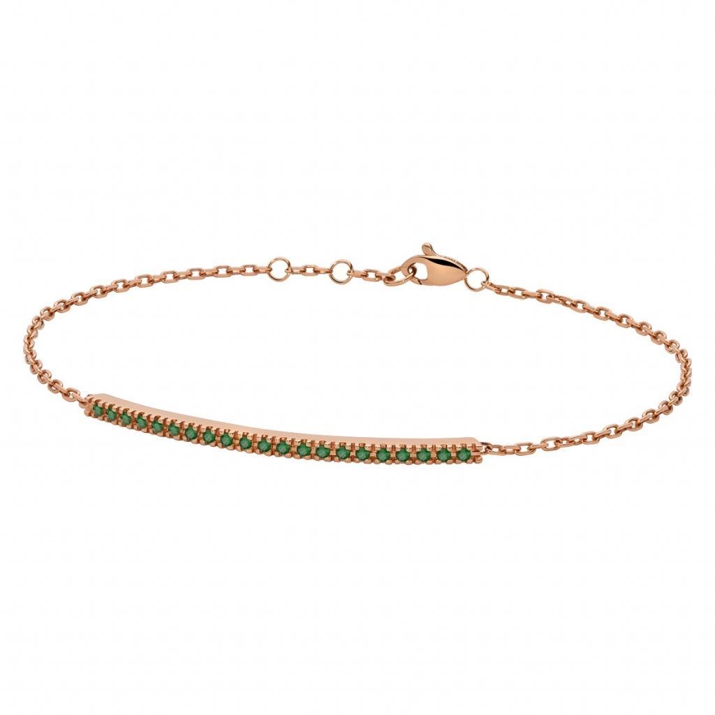 Bracciale mezzo tennis in oro rosa e smeraldi