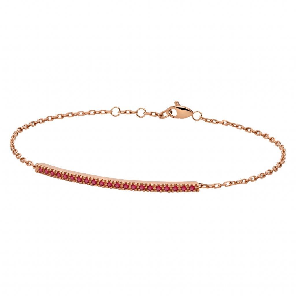 Bracciale mezzo tennis oro rosa e rubini