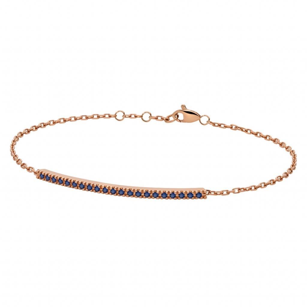 Bracciale mezzo tennis oro rosa e zaffiri