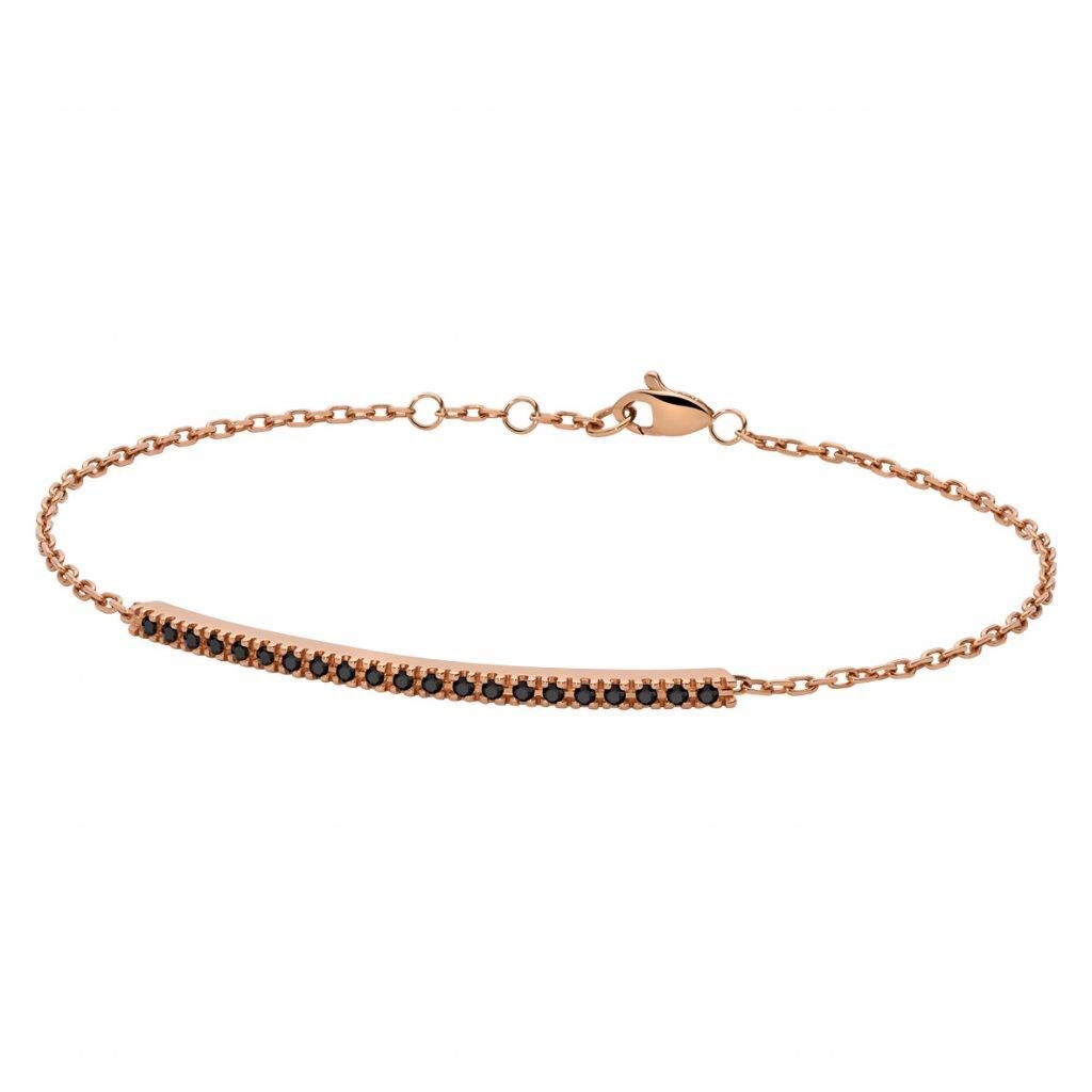 Bracciale mezzo tennis in oro rosa e diamanti neri