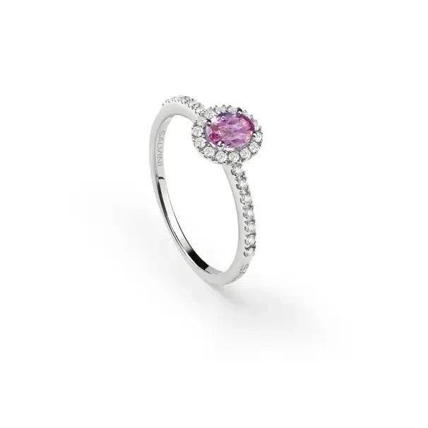 Anello Salvini oro bianco e zaffiro rosa