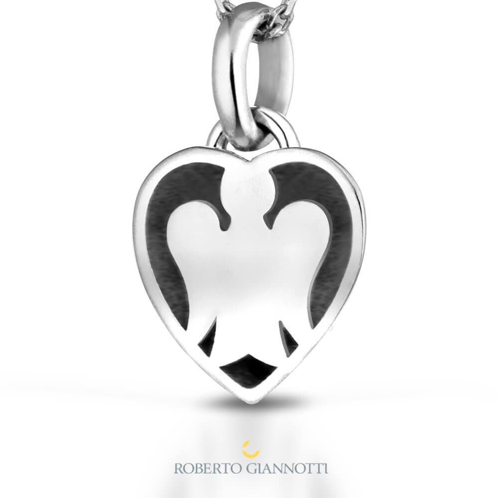 COLLANA CON CUORE IN ORO BIANCO E DIAMANTI