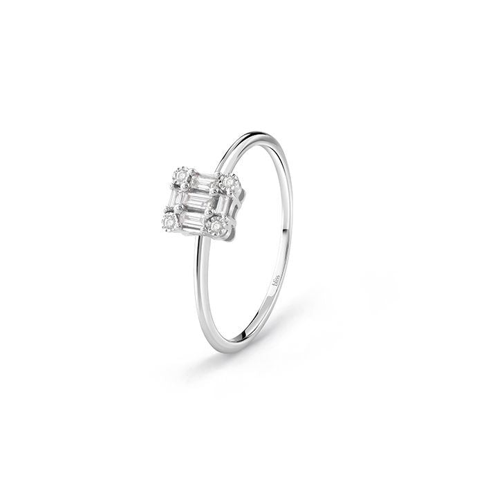 Anello Bliss moderno solitario oro bianco e diamanti