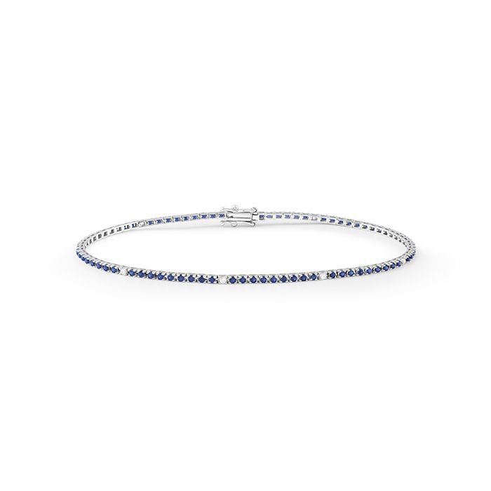 Bracciale tennis in oro, zaffiri e diamanti