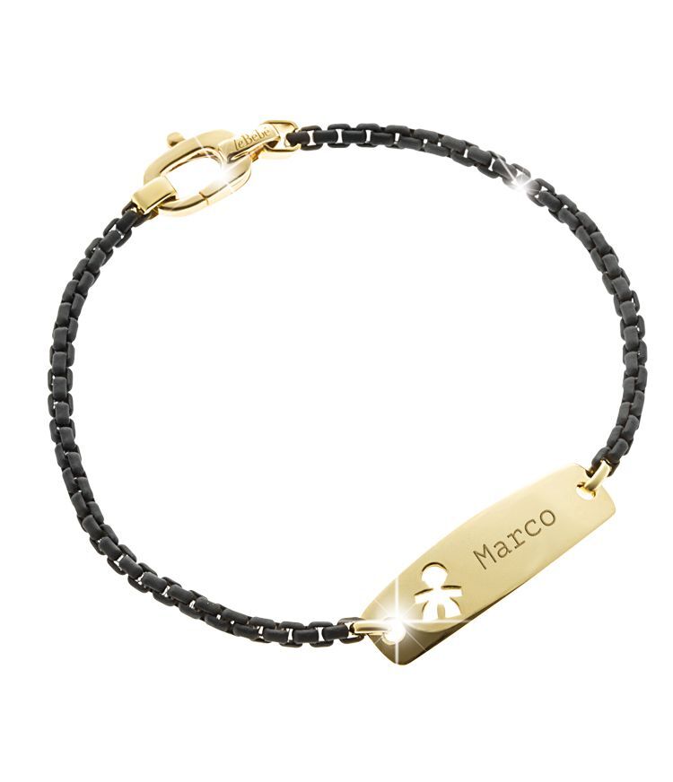Bracciale Papà LeBebè Targhetta Bimbo Titanio e oro