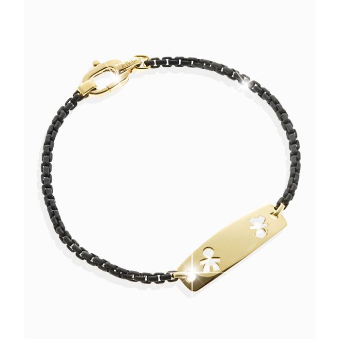 Bracciale Papà LeBebè Targhetta Bimbo e Bimba Titanio e Oro