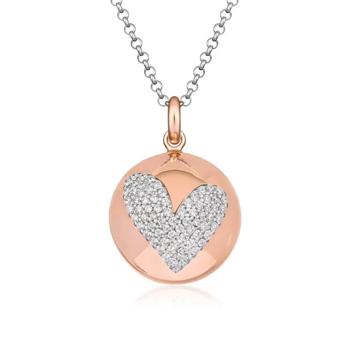 Chiama Angeli in argento rosato e cuore luminoso