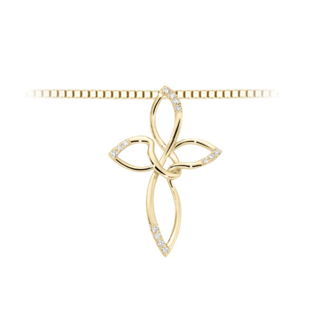 Collana Croce DonnaOro Flower oro e diamanti