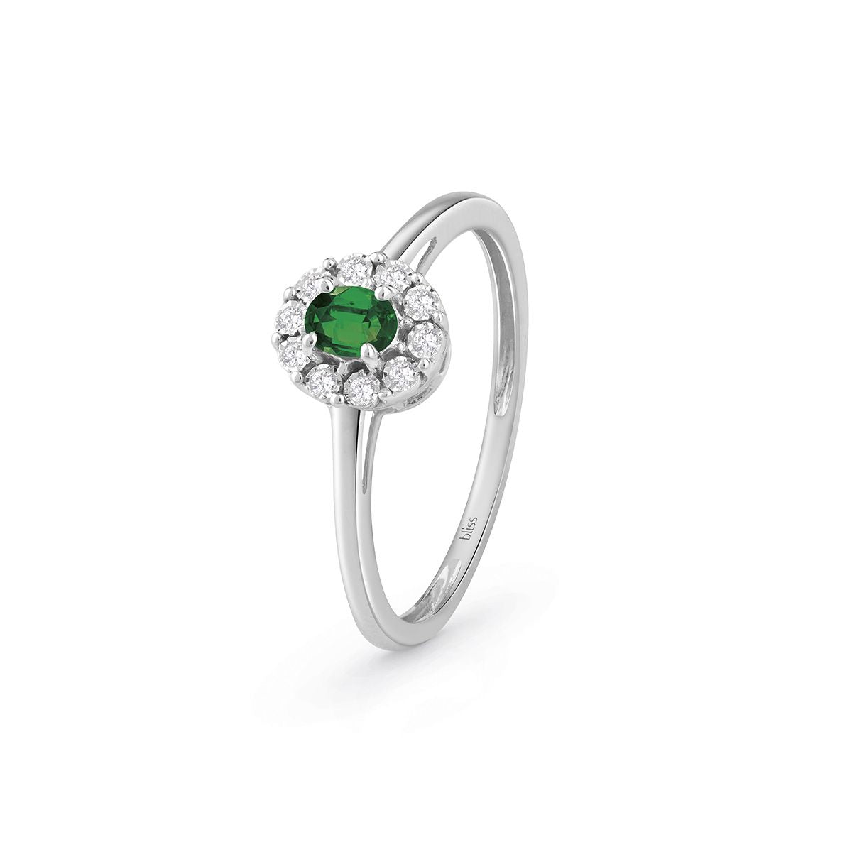 Anello Bliss Regale oro bianco, smeraldo e diamanti