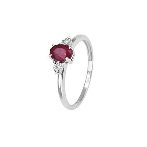 Anello Bliss oro bianco, rubino e diamanti