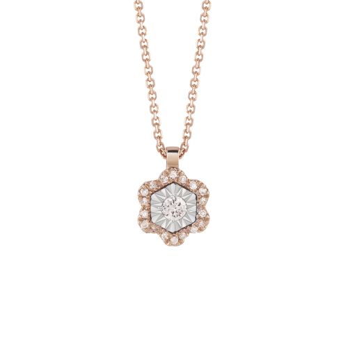 Collana Bliss fiore oro rosa e diamanti
