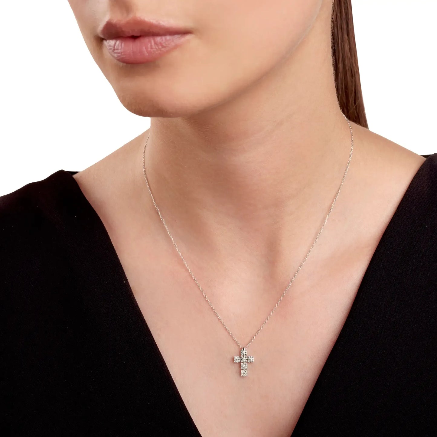 Collier croce Salvini oro bianco e diamanti