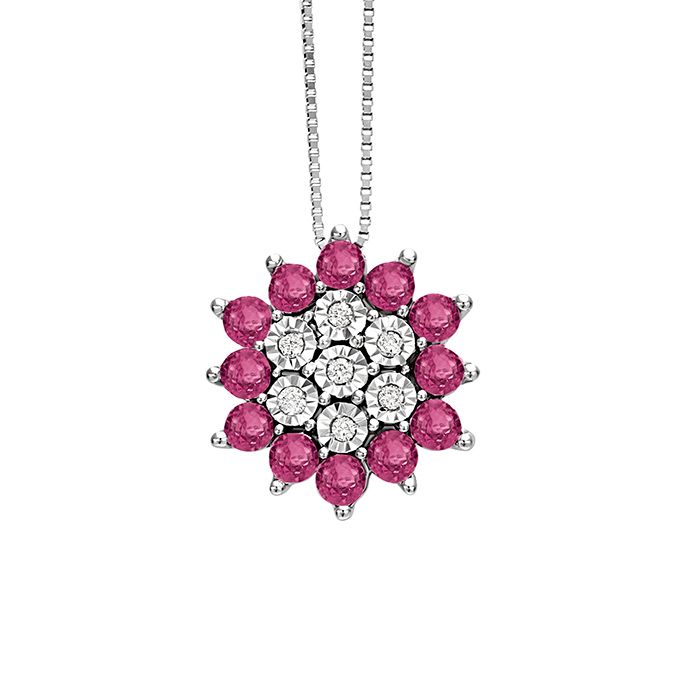 Collana fiore di rubini e diamanti