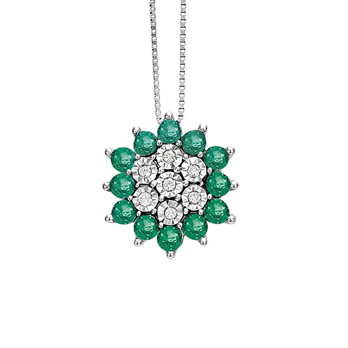 Collana fiore di smeraldi e diamanti