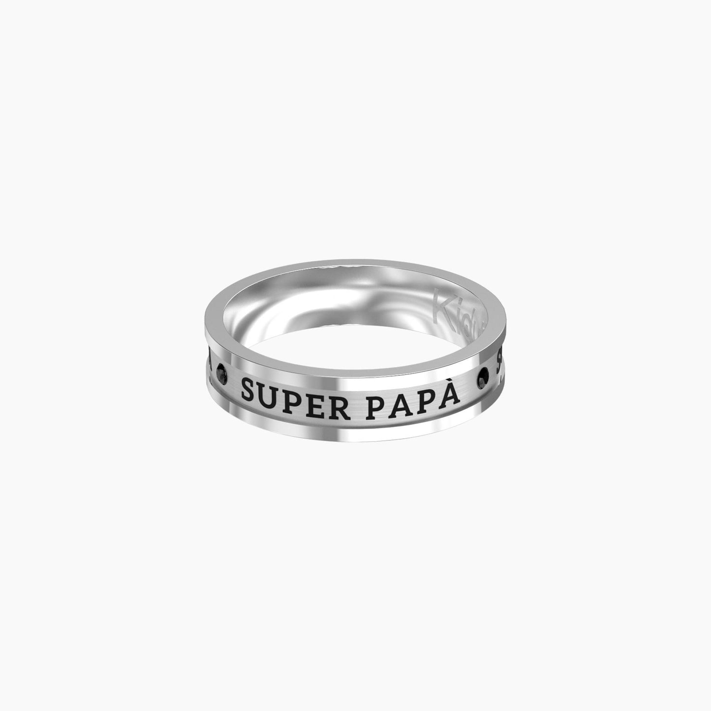 Anello Kidult SUPER PAPÀ con cristallo nero