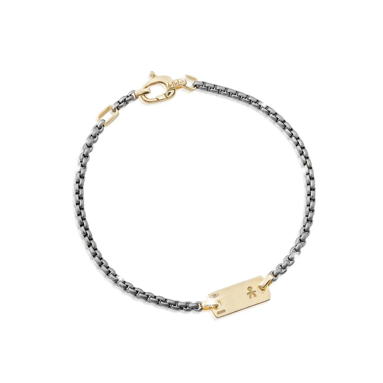 Bracciale Papà LeBebè Targhetta piccola Bimbo Titanio e Oro