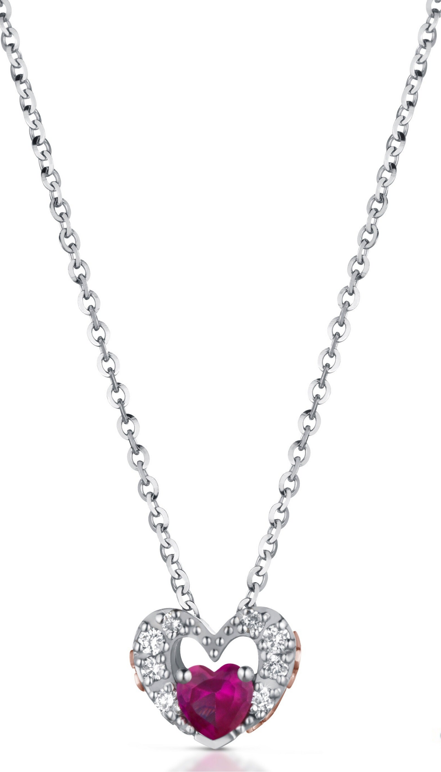 Collana in oro bianco, brillanti, topazio rosso Roberto Giannotti