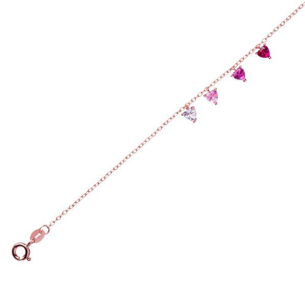 Bracciale Cuoricini Argento Rosè