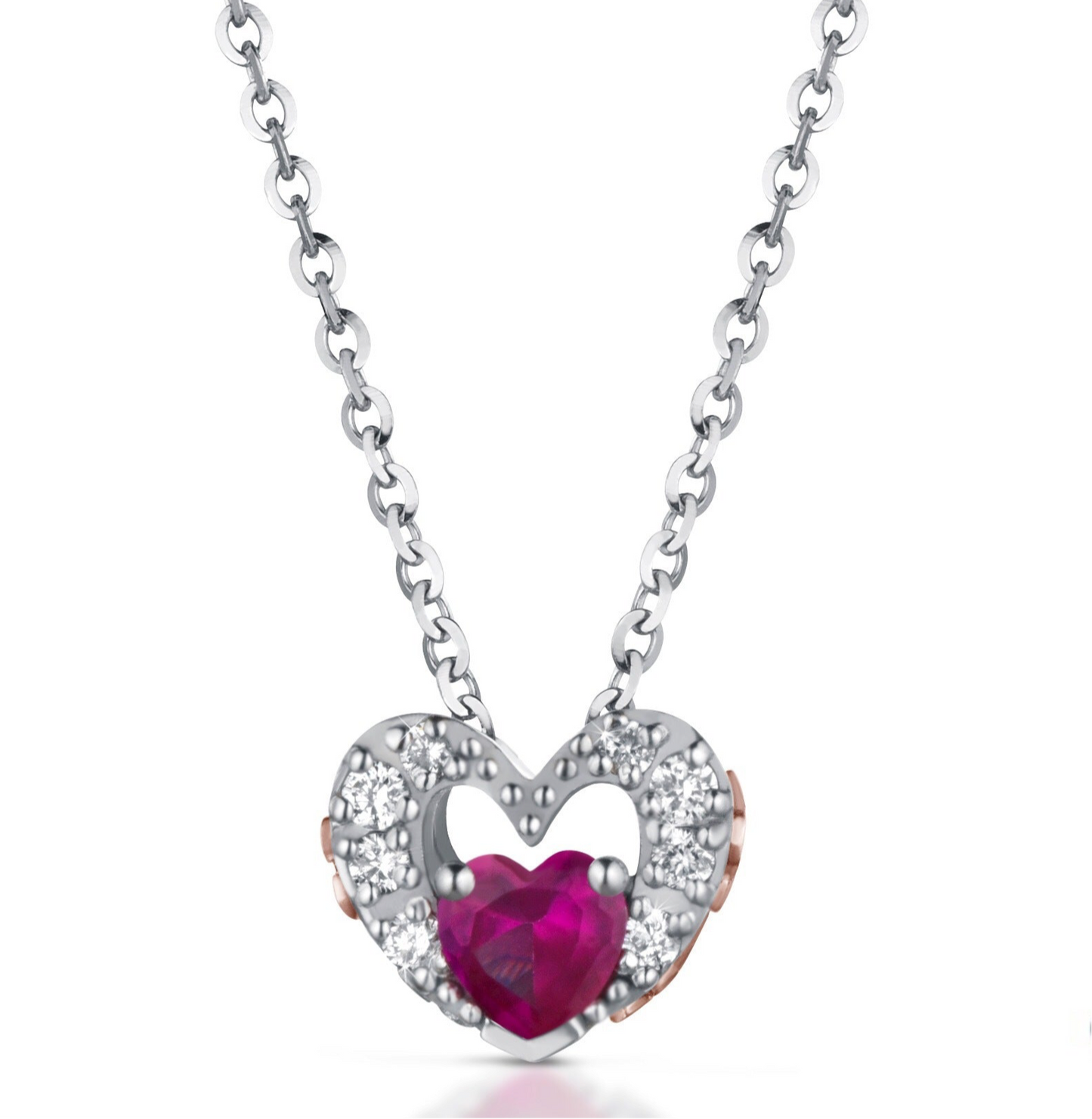 Collana in oro bianco, brillanti, topazio rosso Roberto Giannotti